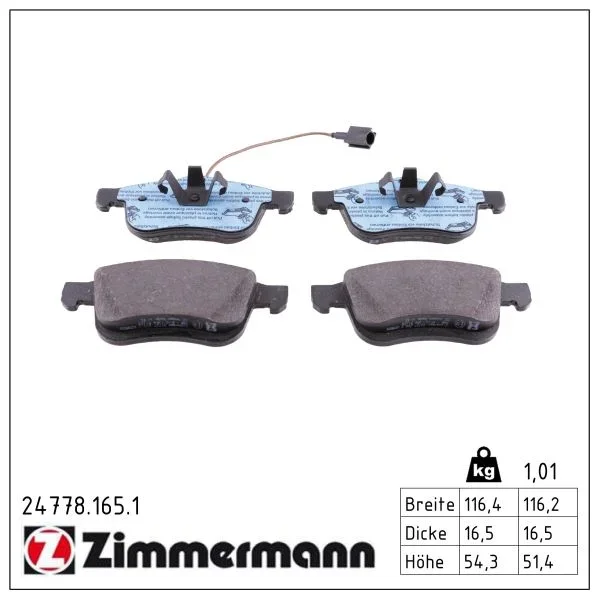 Sada brzdových destiček, kotoučová brzda ZIMMERMANN 24778.165.1