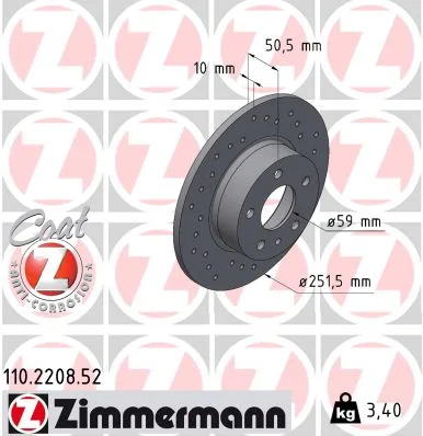 Brzdový kotouč ZIMMERMANN 110.2208.52