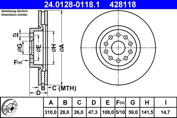Brzdový kotouč ATE 24.0128-0118.1