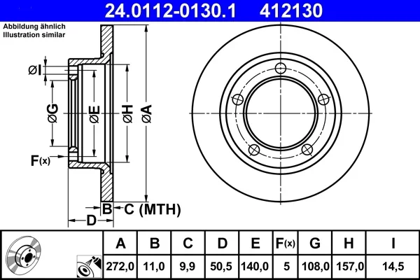 Brzdový kotouč ATE 24.0112-0130.1 – OE 2121-3501070
