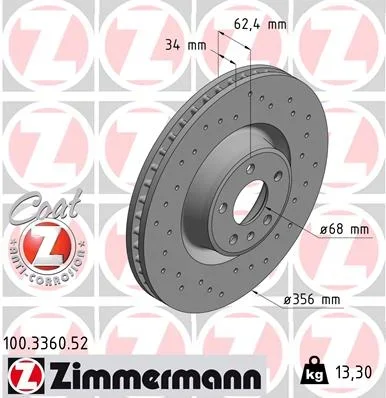 Brzdový kotouč ZIMMERMANN 100.3360.52