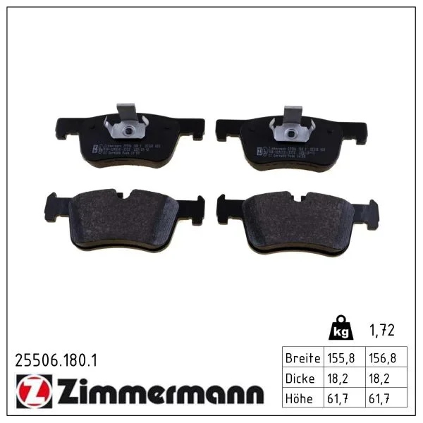 Sada brzdových destiček, kotoučová brzda ZIMMERMANN 25506.180.1