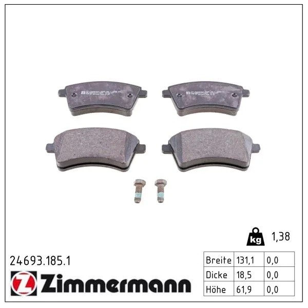 Sada brzdových destiček, kotoučová brzda ZIMMERMANN 24693.185.1