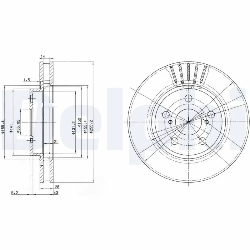 Brzdový kotouč DELPHI BG3187 – OE 43512-05010