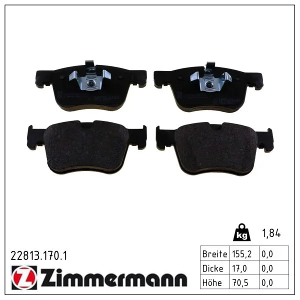 Sada brzdových destiček, kotoučová brzda ZIMMERMANN 22813.170.1