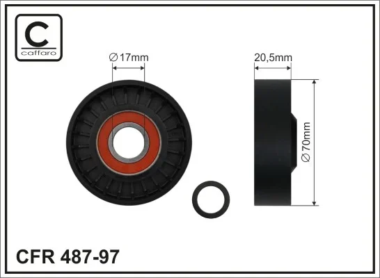 Napinaci kladka, zebrovany klinovy remen CAFFARO 487-97 Napinaci kladka, zebrovany klinovy remen CAFFARO 487-97