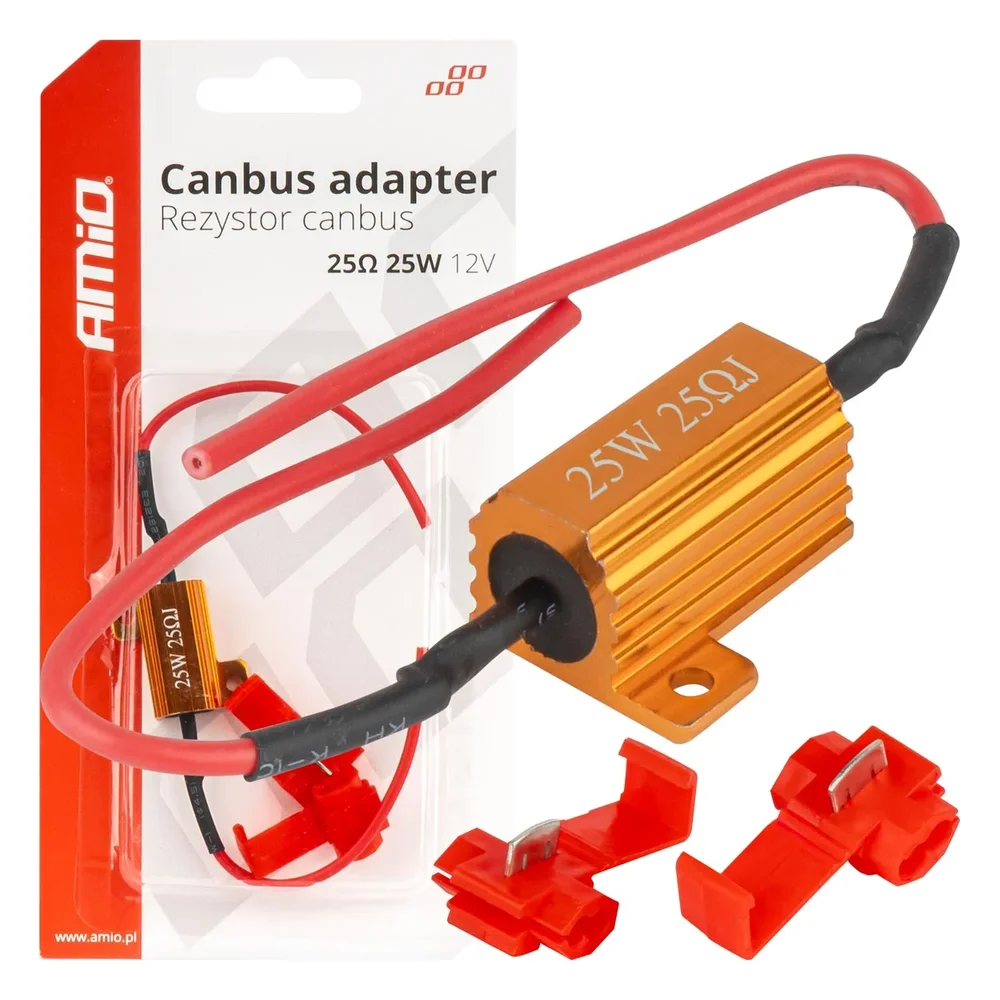 CANBUS rezistor pro LED žárovky 25Ω 25W AMIO-04093 CANBUS rezistor pro LED žárovky 25Ω 25W AMIO-04093