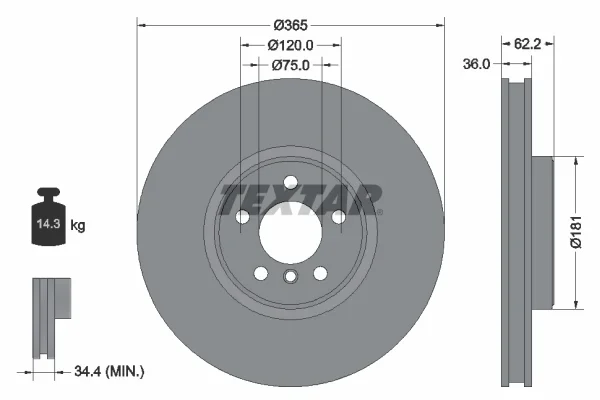 Brzdový kotouč TEXTAR 92161005