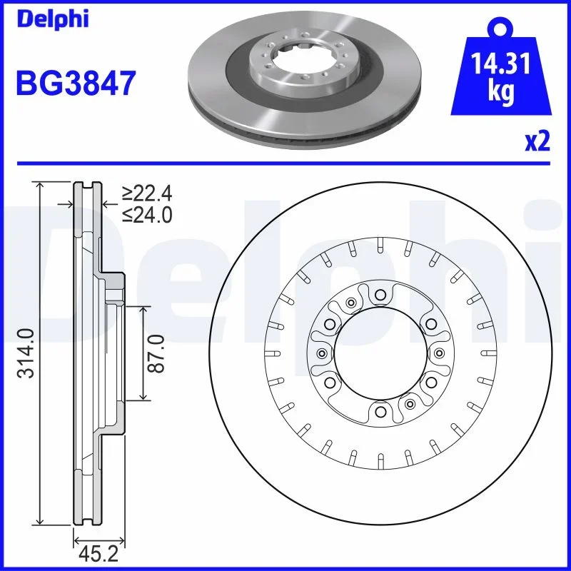 Brzdový kotouč DELPHI BG3847 – OE MB699716