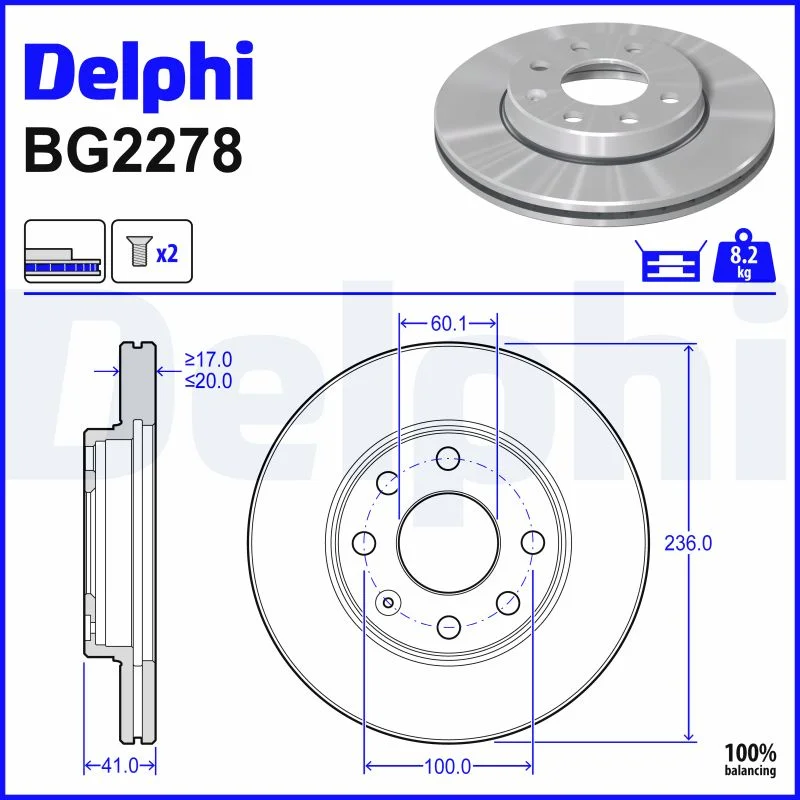 Brzdový kotouč DELPHI BG2278