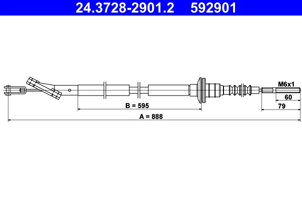 Tazne lanko, ovladani spojky ATE 24.3728-2901.2 – OE 96339736