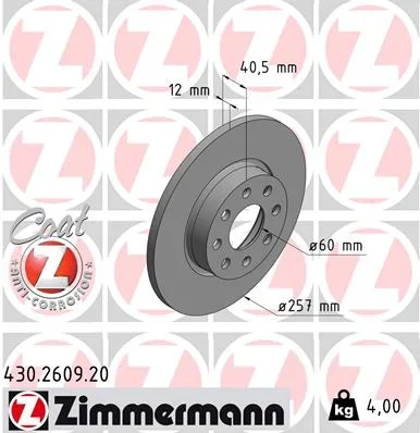 Brzdový kotouč ZIMMERMANN 430.2609.20