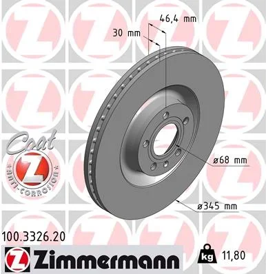 Brzdový kotouč ZIMMERMANN 100.3326.20 – OE 8E0615301K