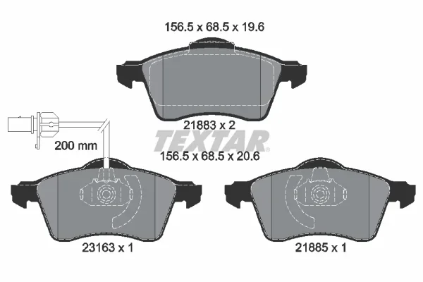 Sada brzdových destiček, kotoučová brzda TEXTAR 2188501