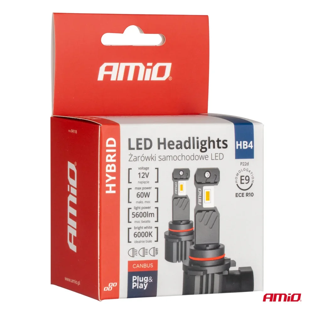 LED žárovky hlavního svícení Hybrid série HB4 9006 6000K Canbus 60W AMIO-04118 - Obrázek 5