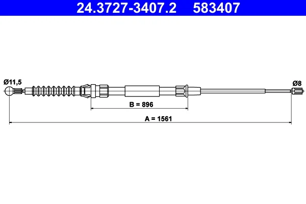Tazne lanko, parkovaci brzda ATE 24.3727-3407.2 – OE 1T0609721H