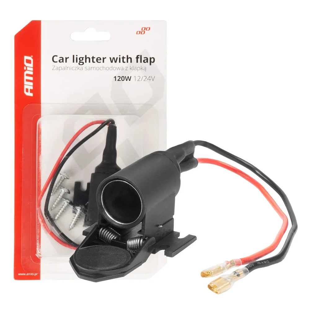 Zásuvka autozapalovače s klapkou 12V 24V AMiO-04128