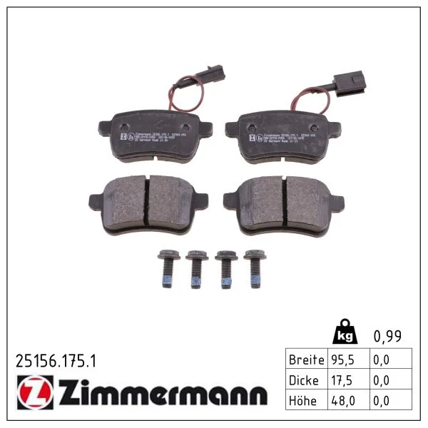 Sada brzdových destiček, kotoučová brzda ZIMMERMANN 25156.175.1