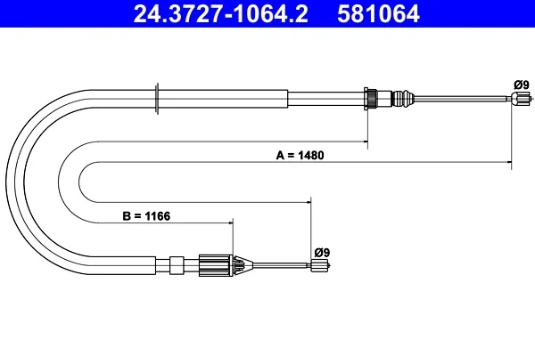 Tazne lanko, parkovaci brzda ATE 24.3727-1064.2 – OE 8200029461