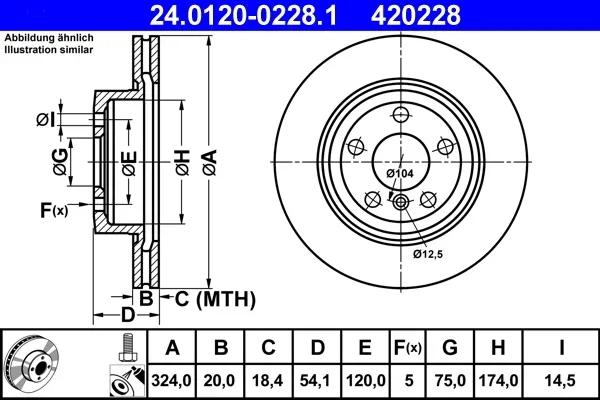 Brzdový kotouč ATE 24.0120-0228.1 – OE 34216782607