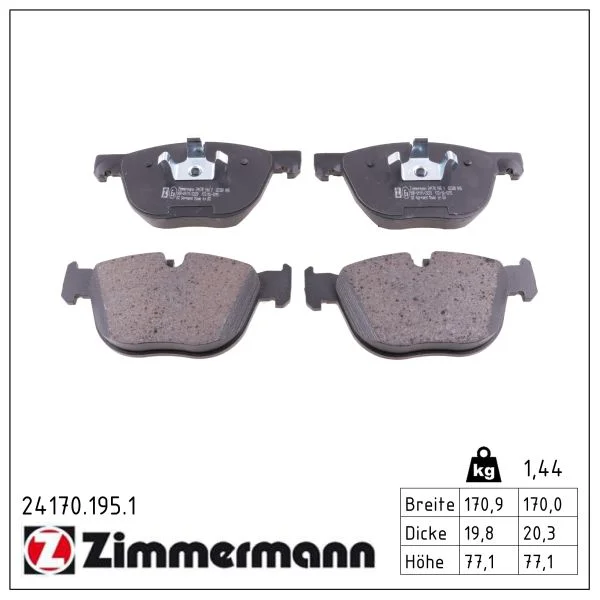 Sada brzdových destiček, kotoučová brzda ZIMMERMANN 24170.195.1