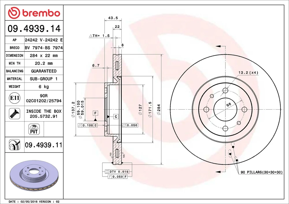 Brzdový kotouč BREMBO 09.4939.11