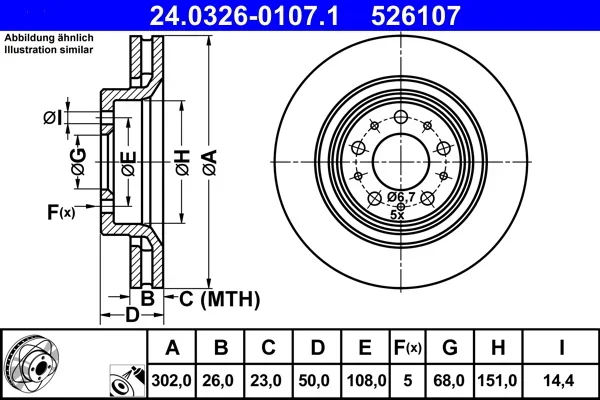 Brzdový kotouč ATE 24.0326-0107.1 – OE 272276