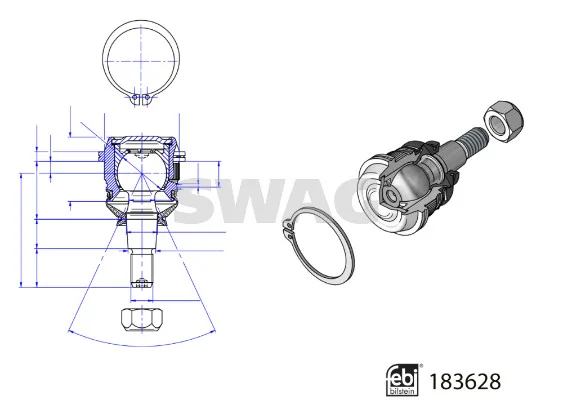 Podpora-/ Kloub SWAG 33109682 – OE 54530-C8500