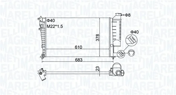Chladič, chlazení motoru MAGNETI MARELLI 350213189500 Chladič, chlazení motoru MAGNETI MARELLI 350213189500