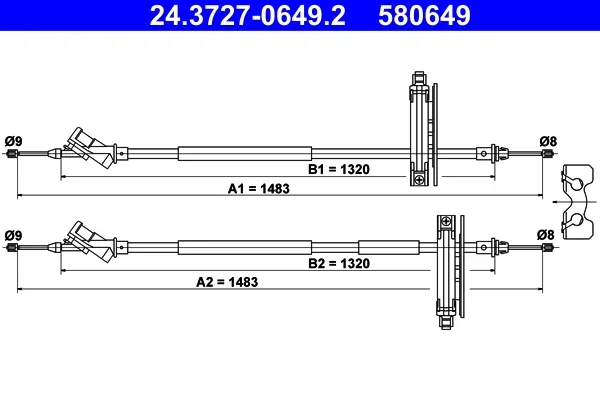 Tazne lanko, parkovaci brzda ATE 24.3727-0649.2 – OE 1097285