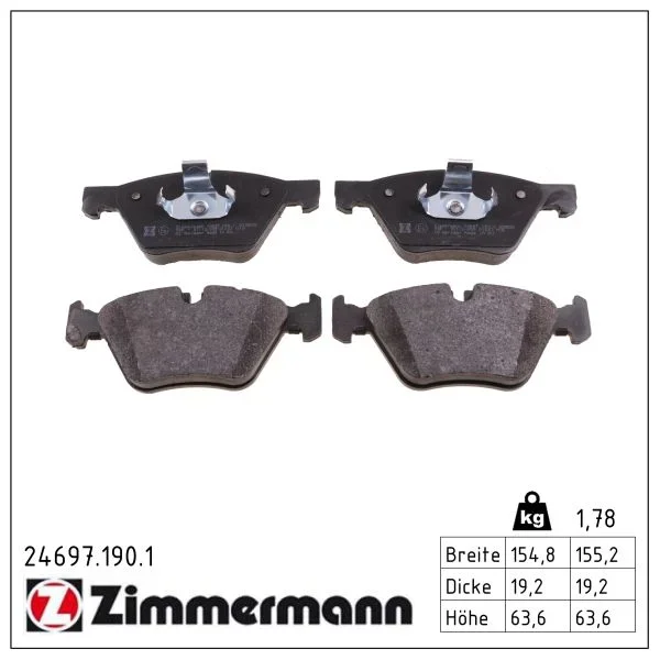 Sada brzdových destiček, kotoučová brzda ZIMMERMANN 24697.190.1