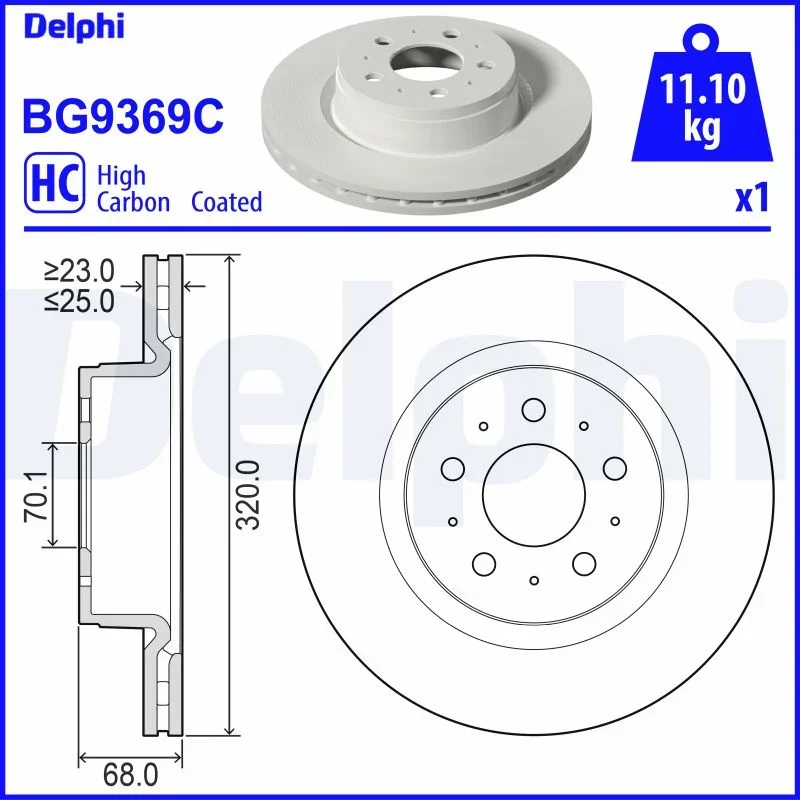 Brzdový kotouč DELPHI BG9369C – OE 104461100D