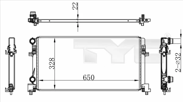 Chladič, chlazení motoru TYC 737-0073