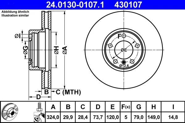 Brzdový kotouč ATE 24.0130-0107.1