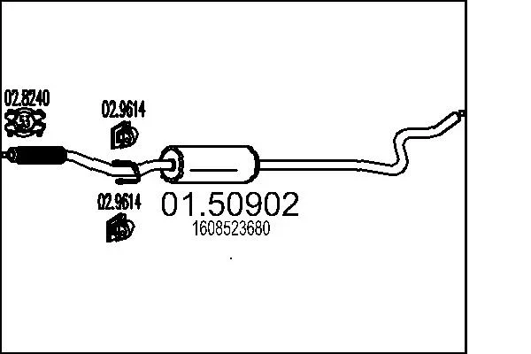 Stredni tlumic vyfuku MTS 01.50902 – OE 1608523680 Stredni tlumic vyfuku MTS 01.50902 – OE 1608523680