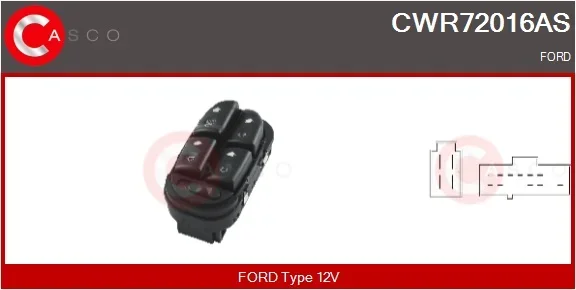 Spínač, zvedací zařízení oken CASCO CWR72016AS Spínač, zvedací zařízení oken CASCO CWR72016AS