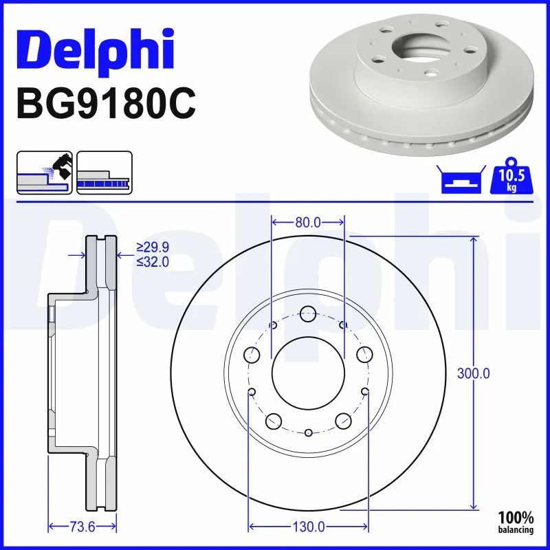 Brzdový kotouč DELPHI BG9180C