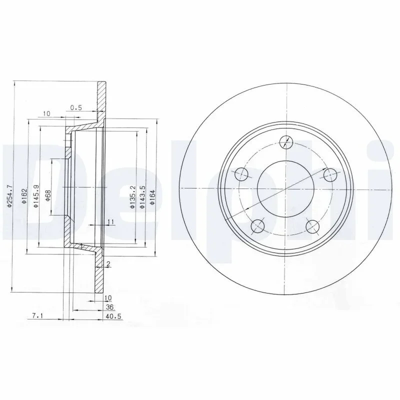 Brzdový kotouč DELPHI BG3671 – OE 4B0615601B