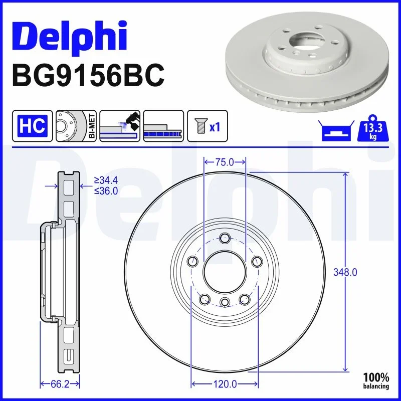 Brzdový kotouč DELPHI BG9156BC