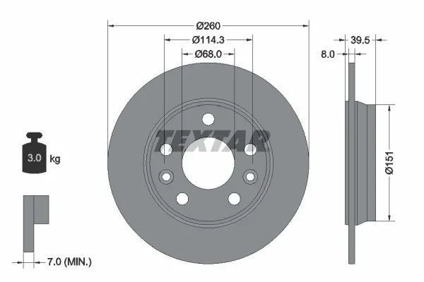 Brzdový kotouč TEXTAR 92327203 – OE 440A09572R