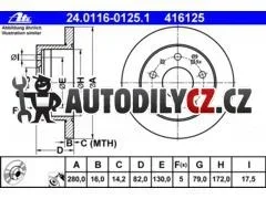 AT 416125 P/L brzdový kotouč ATE