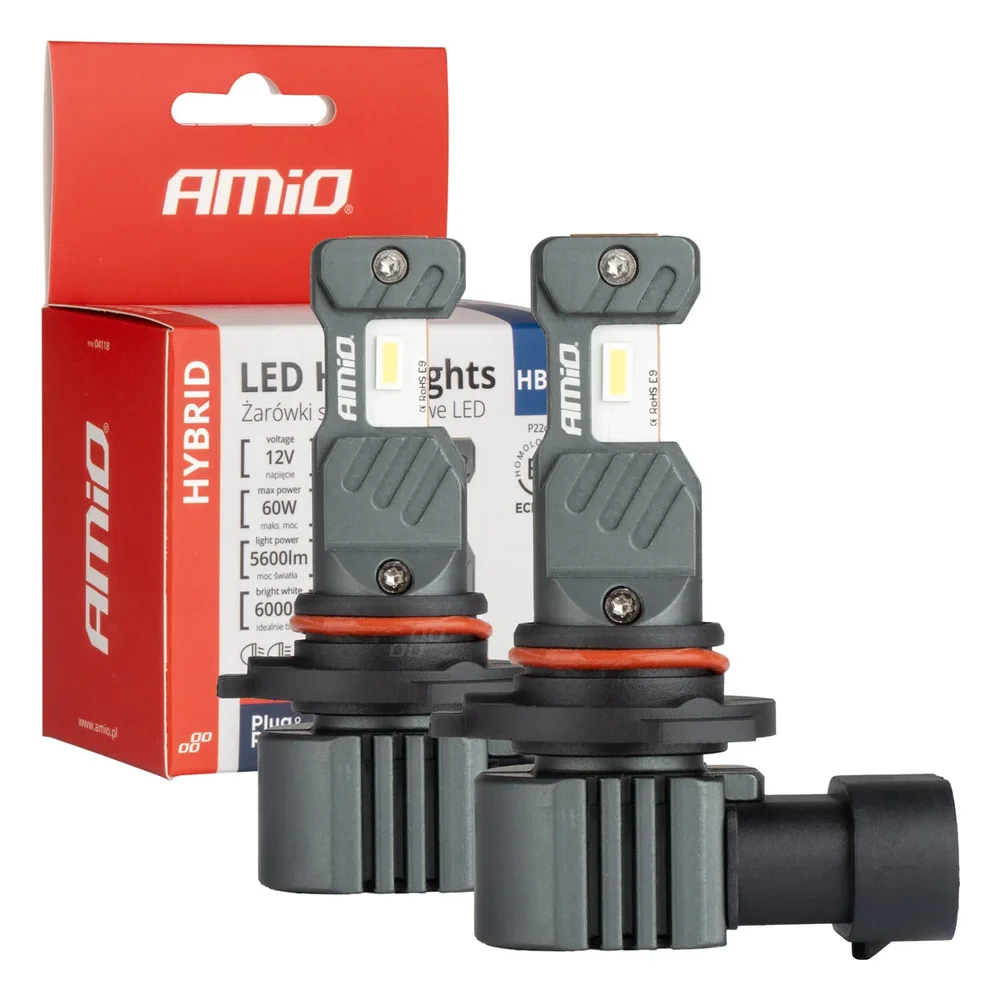 LED žárovky hlavního svícení Hybrid série HB4 9006 6000K Canbus 60W AMIO-04118