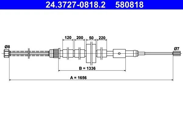 Tazne lanko, parkovaci brzda ATE 24.3727-0818.2 – OE 474597