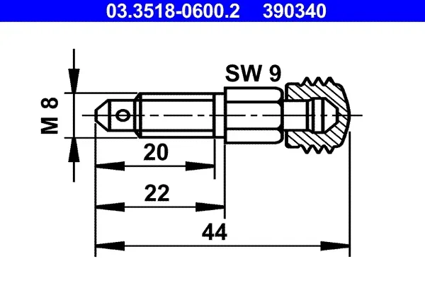 Odvzdusnovaci sroub/ventil ATE 03.3518-0600.2 Odvzdusnovaci sroub/ventil ATE 03.3518-0600.2