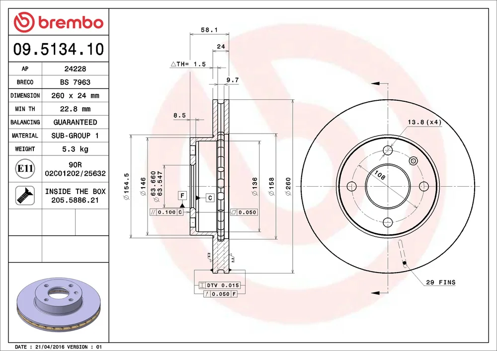 Brzdový kotouč BREMBO 09.5134.10