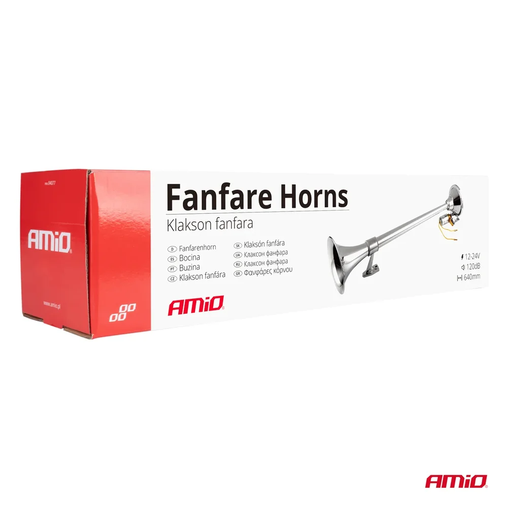 Klakson fanfara chrom 640 mm 12V 24V AMiO-0407 04076 - Obrázek 5