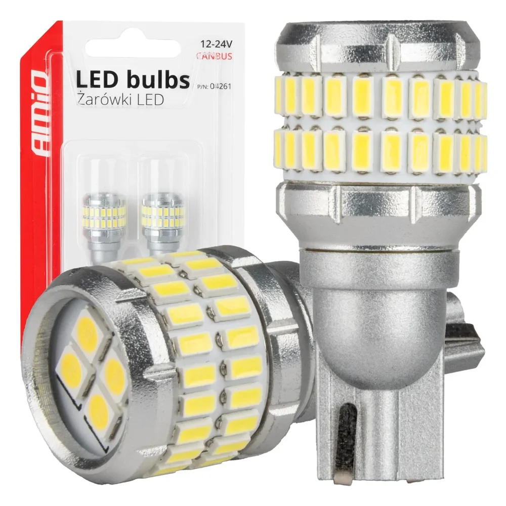 LED žárovky CANBUS T15 W16W 48SMD 4SMD 3014 3030 Bíla 12V 24V AMiO-04261