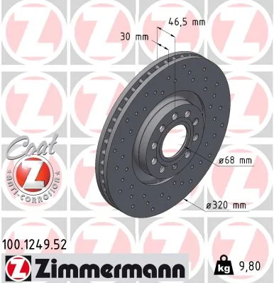 Brzdový kotouč ZIMMERMANN 100.1249.52