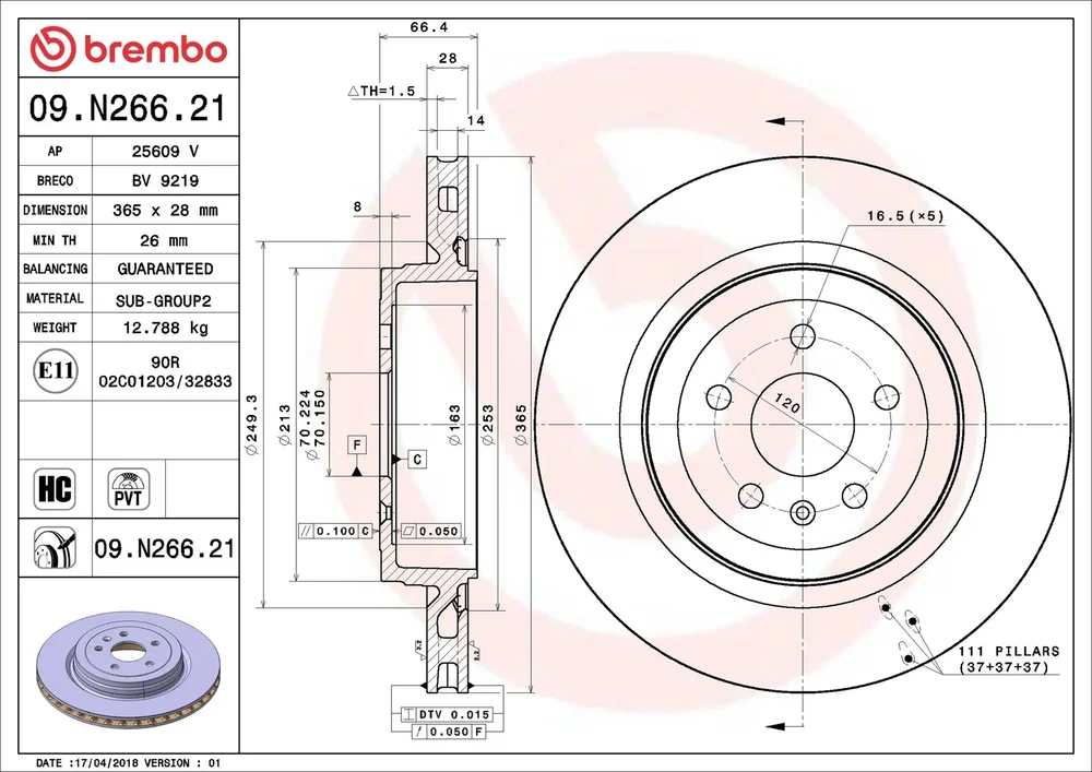Brzdový kotouč BREMBO 09.N266.21