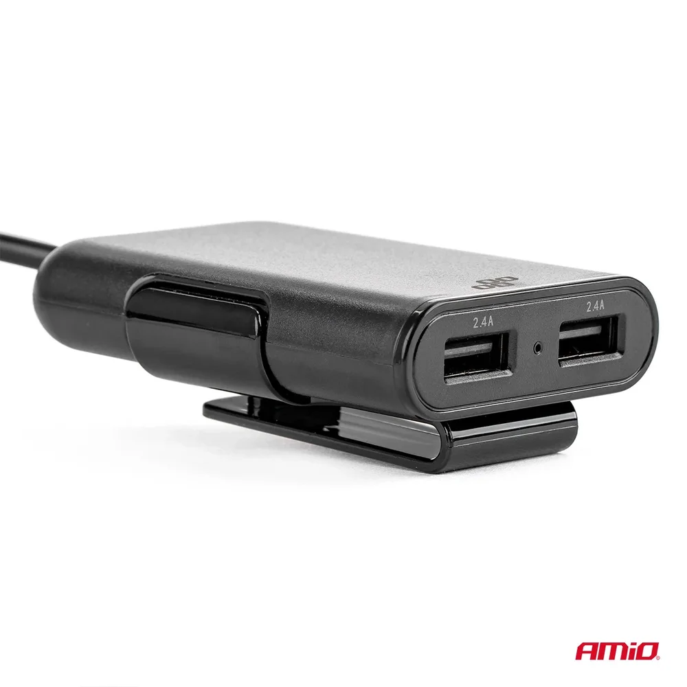 Autonabíječka přední-zadní s prodlužovacím kabelem 4 USB AMIO 01986 - Obrázek 3
